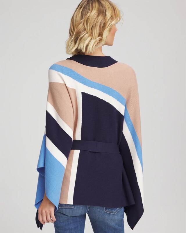 Belted Colorblock Poncho - image 3